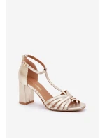 Sandały Z Naturalnej Skóry Na Słupku Laura Messi 2766