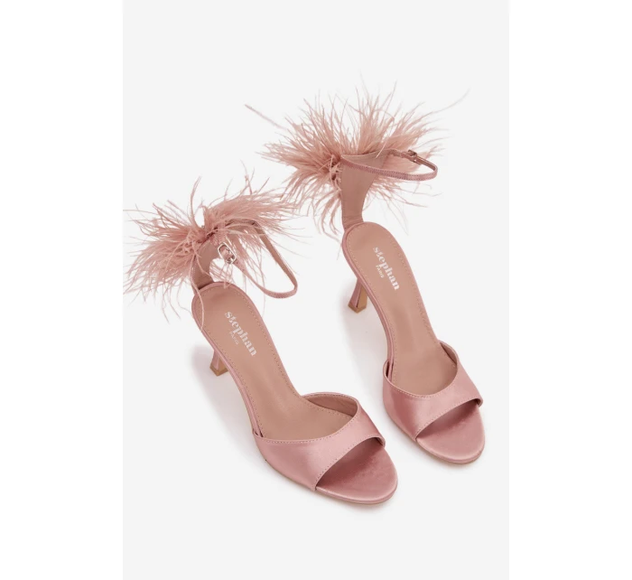 Lodičky na podpatku s peřím špinavě růžové Caelina Lodičky na podpatku s peřím špinavě růžové Caelina