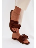 Dámské ploché sandály s mašlí Hnědé Amivelle