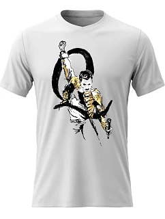 Dámské bavlněné tričko s potiskem - FREDDIE MERCURY - bílé