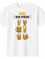 Pánske bavlnené tričko s potlačou - MY SIX PACK - biele