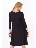Dámske šaty voľný strih 3/4 rukáv vhodné aj pre tehotné stredne dlhé grafitové - Čierna - Beyo