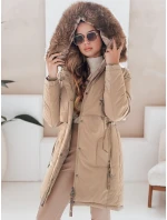 Dámska zimná bunda s kapucňou FashionStreet camel TY5082 Dámska zimná bunda s kapucňou FashionStreet camel TY5082