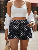 Dámske tmavomodré bavlnené šortky FashionStreet SY0543 Dámske tmavomodré bavlnené šortky FashionStreet SY0543