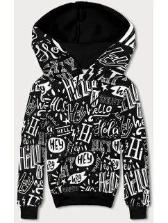 Čierna pánska "klokanie" mikina s potlačou (8B1150-1)