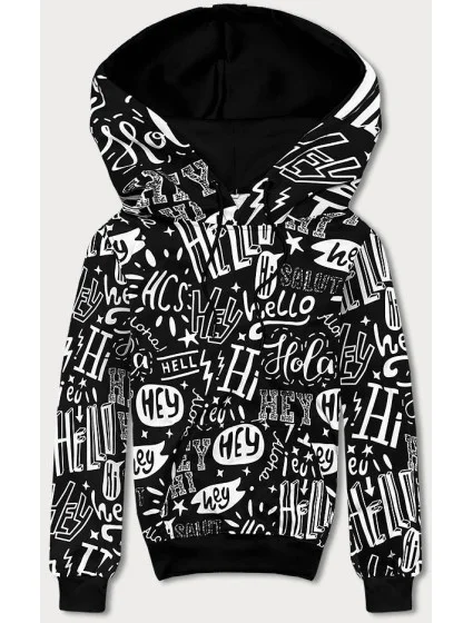 Čierna pánska "klokanie" mikina s potlačou (8B1150-1) Čierna pánska "klokanie" mikina s potlačou (8B1150-1)