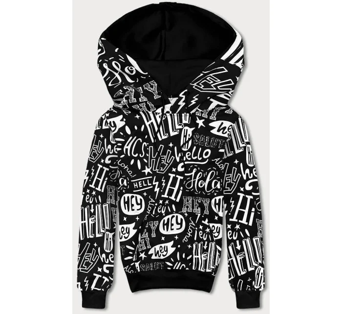 Čierna pánska "klokanie" mikina s potlačou (8B1150-1) Čierna pánska "klokanie" mikina s potlačou (8B1150-1)