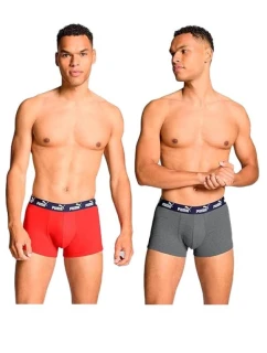 Puma pánske boxerky 2-Pack červené šedé pohodlná bavlna