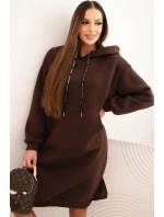 Dámske bavlnené zateplené šaty s kapucňou Brown