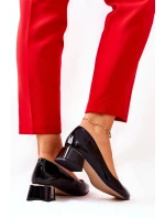 Skórzane Lakierowane Czółenka Lewski 3118 Czarne