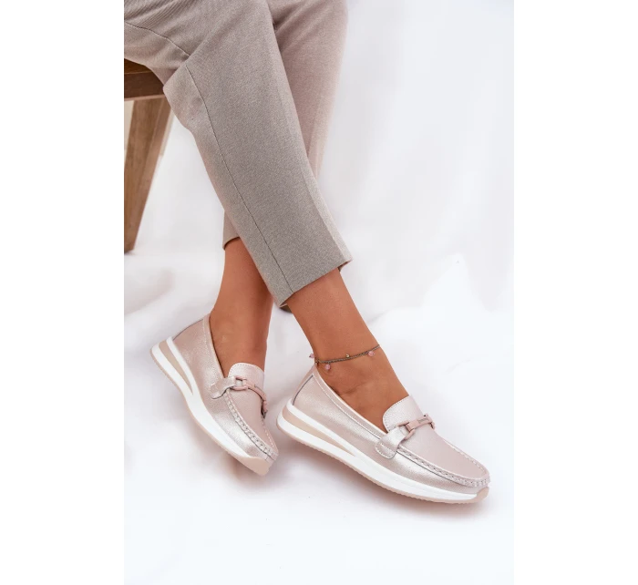 Skórzane Mokasyny Damskie S.Barski GR51-598 Perłowy Róż