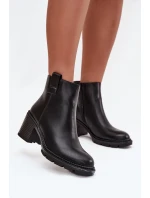 Zateplené dámské kotníkové boty z eko kůže na podpatku černé model 21711683 - Boto Zateplené dámské kotníkové boty z eko kůže na podpatku černé model 21711683 - Boto