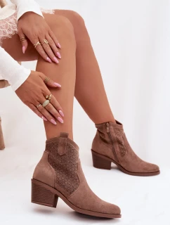 Dámské otevřené kotníkové boty na podpatku S.Barski HY61-8013 Hnědé