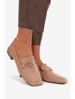 Kožené dámské mokasíny s ozdobným detailem D&A CR61-3125 Béžové