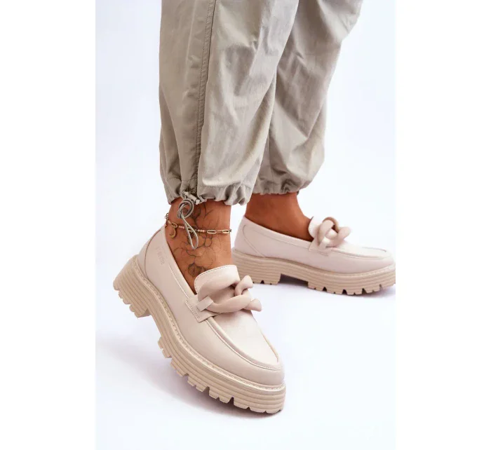 Kožené mokasínové boty Big Star Béžová Kožené mokasínové boty Big Star Béžová