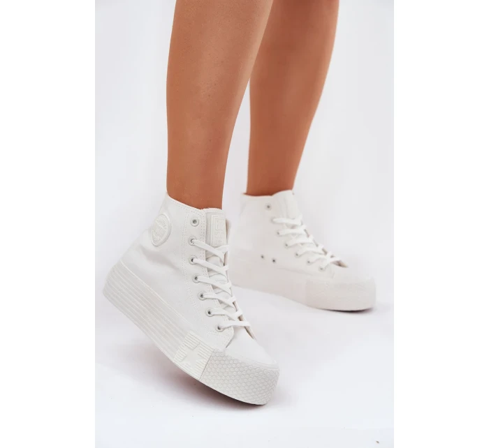Dámské plátěné tenisky na platformě Big Star – bílé Dámské plátěné tenisky na platformě Big Star – bílé