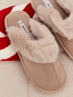 Dámske papuče s kožušinou - béžové Carisse