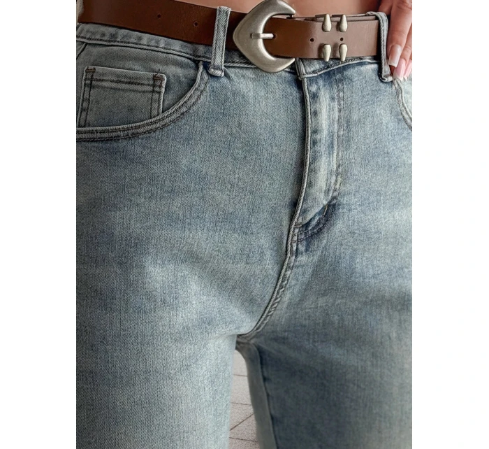 Dámské džínové kalhoty slim fit s páskem modré Dstreet model 21985310 - FashionStreet