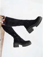 Dámské semišové kozačky s podrážkou černé Dstreet model 21993486 - FashionStreet