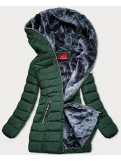 PIKOWANA ZIMOWA KURTKA DAMSKA Z KAPTUREM ZIELONA model 21242932 - LHD