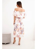 Dámské viskózové šaty model 22148024 střihu s květy béžová - K-Fashion Dámské viskózové šaty model 22148024 střihu s květy béžová - K-Fashion
