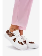 Sneakersy Damskie Z Panterką Na Platformie Białe Nativira