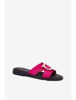Dámské Pantofle Na Plochém Podpatku S Ozdobou model 21697157 Fuchsie - VINCEZA