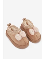 Dětské sněhule s výšivkou a mašlí Béžové Daven