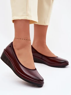 Kožené dámské polobotky na platformě model 22095209 bordó - VINCEZA