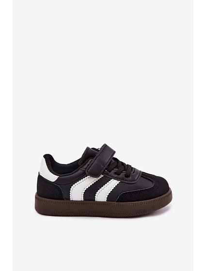 Detské tenisky na suchý zips z imitácie kože Black Ronja