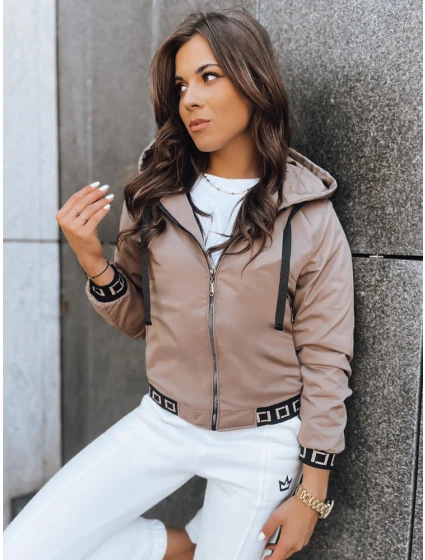 Dámska bunda s kapucňou SELENE camel FashionStreet TY3752