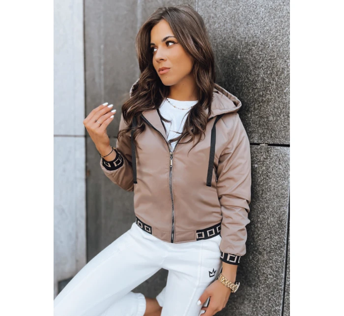 Dámska bunda s kapucňou SELENE camel FashionStreet TY3752