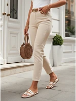 Dámske džínsy Mom Fit s opaskom, béžové, FashionStreet UY3084