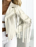 624-1 Krátka bunda so strapcami z mäkkej ekokože - béžová 624-1 Krátka bunda so strapcami z mäkkej ekokože - béžová