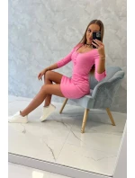 Šaty s gombíkovým výstrihom svetlo ružové