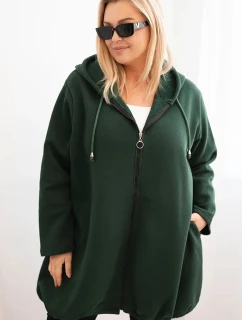 Dámská mikina zateplená Plus Size s kapucí a model 21486170 výstřihem hnědá - K-Fashion