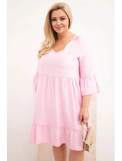 Dámske šaty z viskózy v nadmernej veľkosti s lemovaním Azura Candy Pink