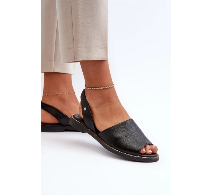 Skórzane Wsuwane Sandały Czarne Lemar Alivia