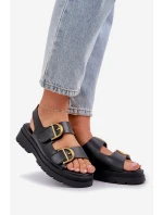 Eko Kožené Sandály S Přezkami Černé model 21684634 - Boto Eko Kožené Sandály S Přezkami Černé model 21684634 - Boto