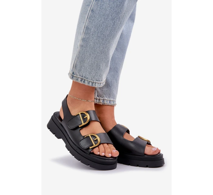 Eko Kožené Sandály S Přezkami Černé model 21684634 - Boto Eko Kožené Sandály S Přezkami Černé model 21684634 - Boto