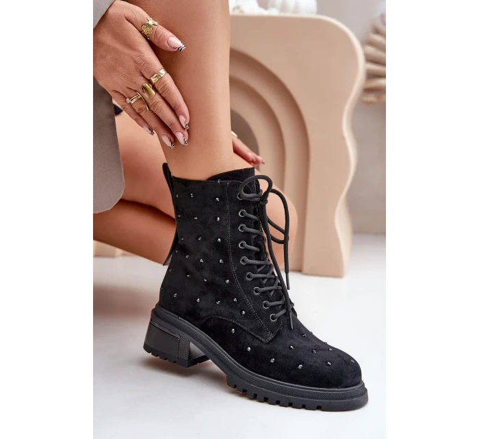 Dámske zdobené členkové topánky D&A MR880-017 Black Dámske zdobené členkové topánky D&A MR880-017 Black