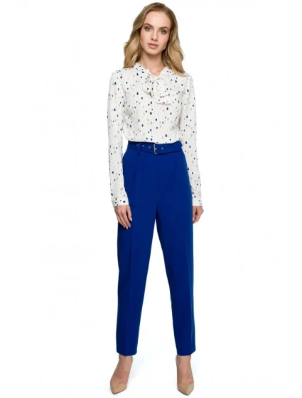 Klasické kalhoty s páskem model 18301291 modré - STYLOVE