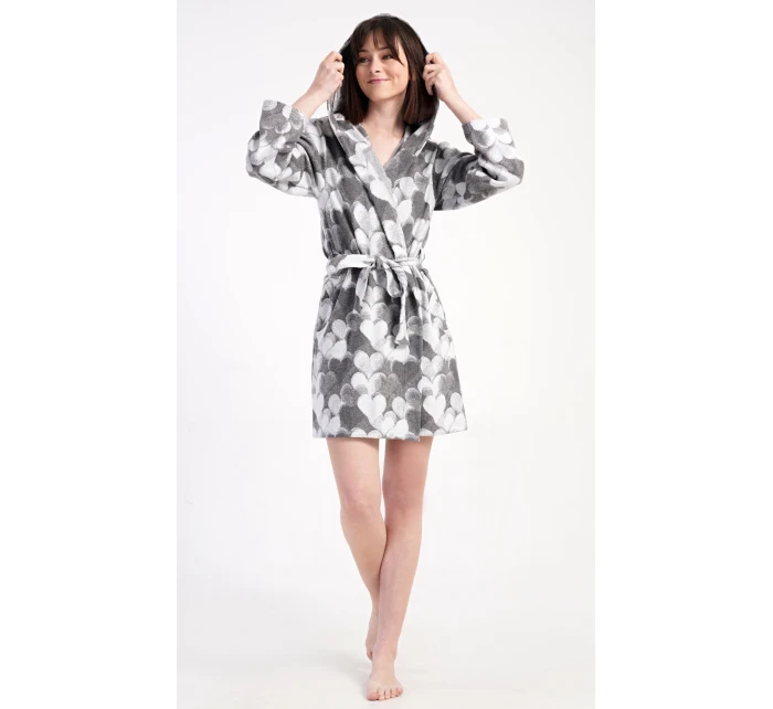 Dámsky krátky župan s kapucňou Heart