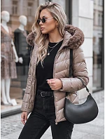 Dámska prešívaná zimná bunda s kapucňou MIRIAL tmavo béžová FashionStreet TY3771 Dámska prešívaná zimná bunda s kapucňou MIRIAL tmavo béžová FashionStreet TY3771