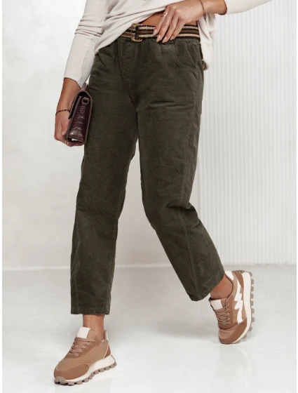 Dámské kalhoty s páskem olivové Dstreet model 21981981 - FashionStreet