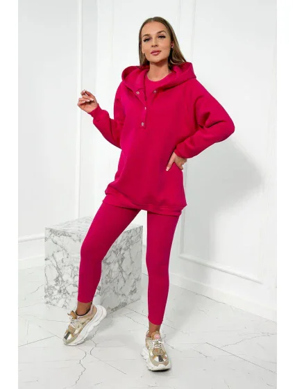 Sada 3 v 1 model 18753187 top a legíny fuchsiová - K-Fashion Sada 3 v 1 model 18753187 top a legíny fuchsiová - K-Fashion