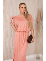 Viskózové šaty s vreckami tmavo marhuľová Viskózové šaty s vreckami tmavo marhuľová