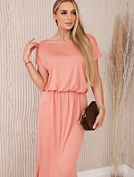 Viskózové šaty s vreckami tmavo marhuľová