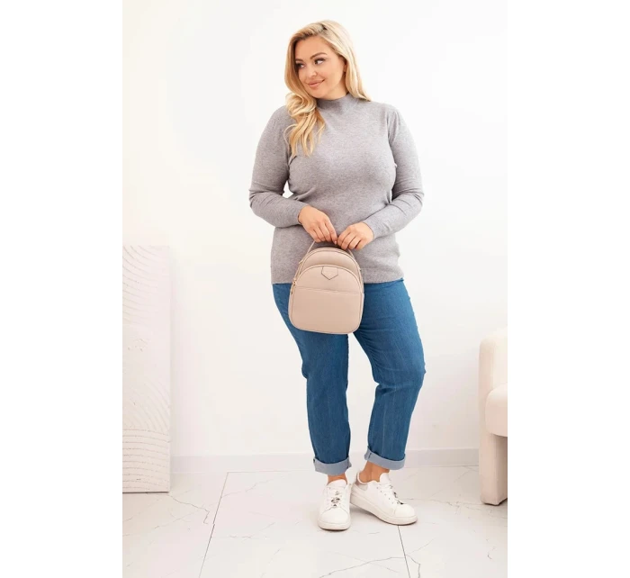 Dámsky sveter v nadmernej veľkosti z viskózy s rolákom sivej farby Dámsky sveter v nadmernej veľkosti z viskózy s rolákom sivej farby