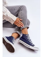 Damskie Trampki Klasyczne Wysokie Granatowe Remos Damskie Trampki Klasyczne Wysokie Granatowe Remos